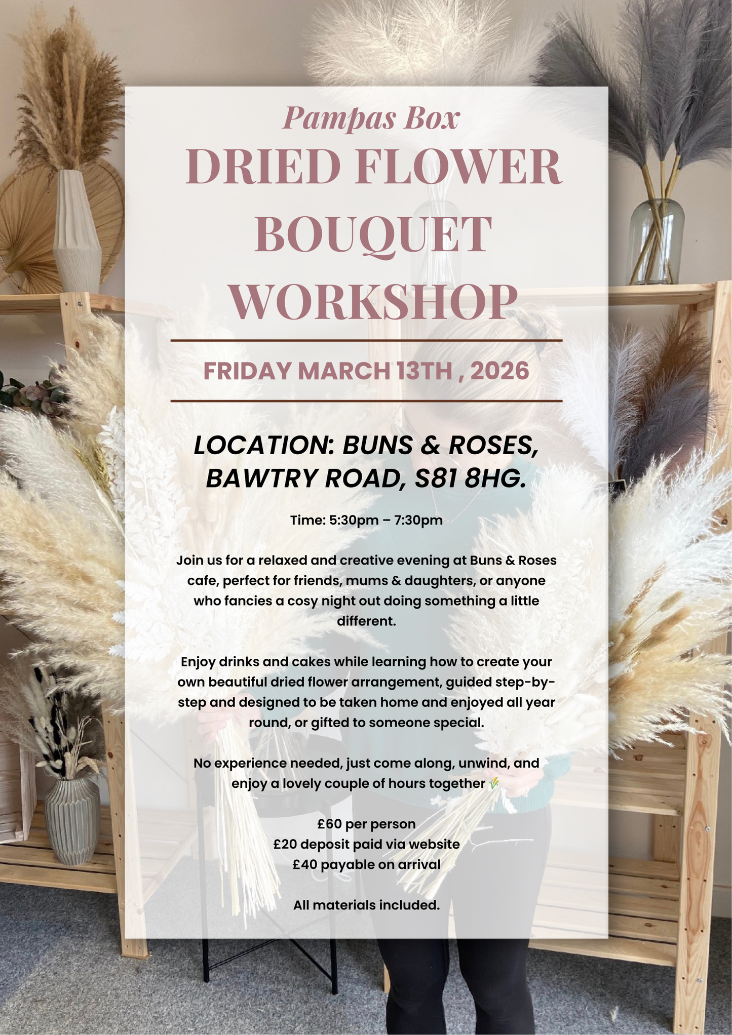 Buns & Roses Bouquet Workshop: Friday 13th March. 17:30-19:30.