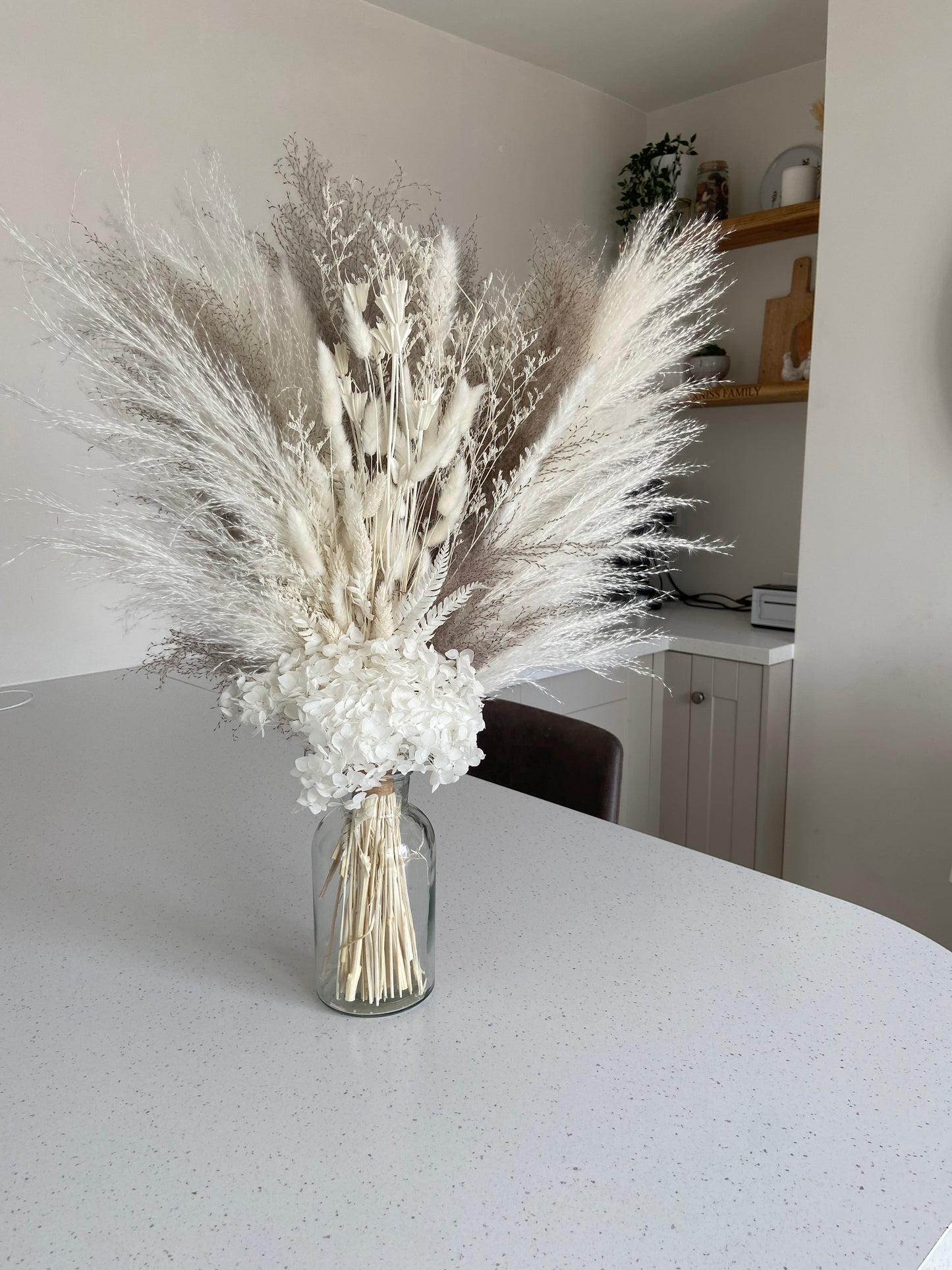 Premium Grey & White Bouquet with Vase